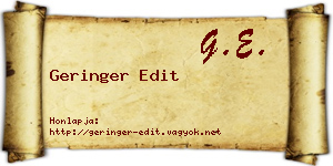 Geringer Edit névjegykártya